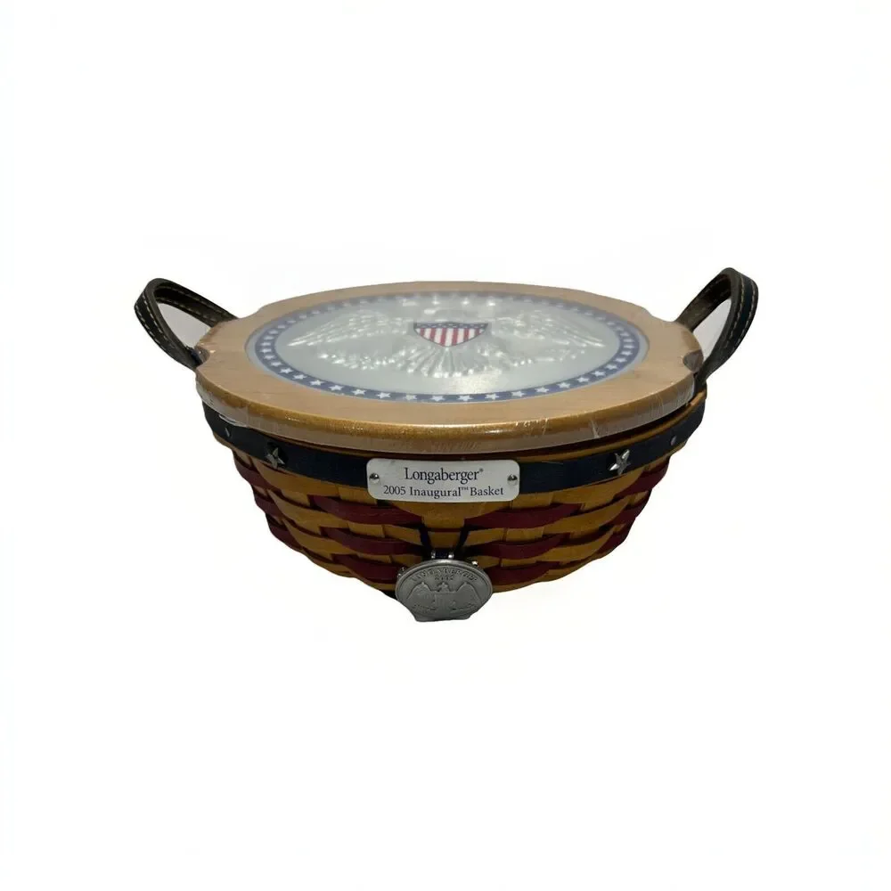 2005 Longaberger Inaugural Basket w/Lid & Tie-On 7.25